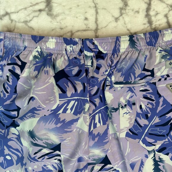 NEW COLUMBIA Water Shorts Super Backcast Men's M Purple Floral Omnishade Swim - Picture 10 of 11